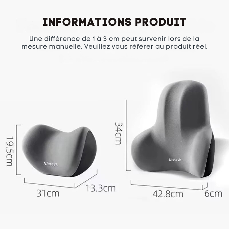 Oreiller ergonomique voiture – Soulage la nuque et le dos | ErgoComfort™