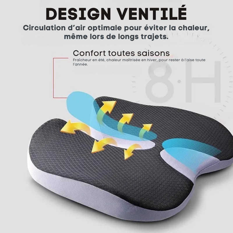 Coussin ergonomique voiture – Soulage le coccyx et la prostate | ErgoSeat™