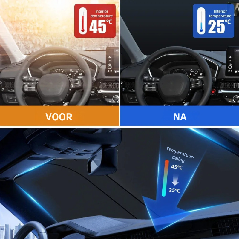 Opvouwbaar Zonnescherm Auto – UV- en Hittebescherming | SunShield™