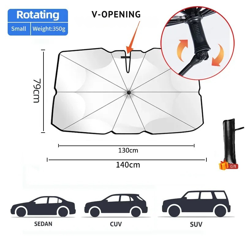 Opvouwbaar Zonnescherm Auto – UV- en Hittebescherming | SunShield™