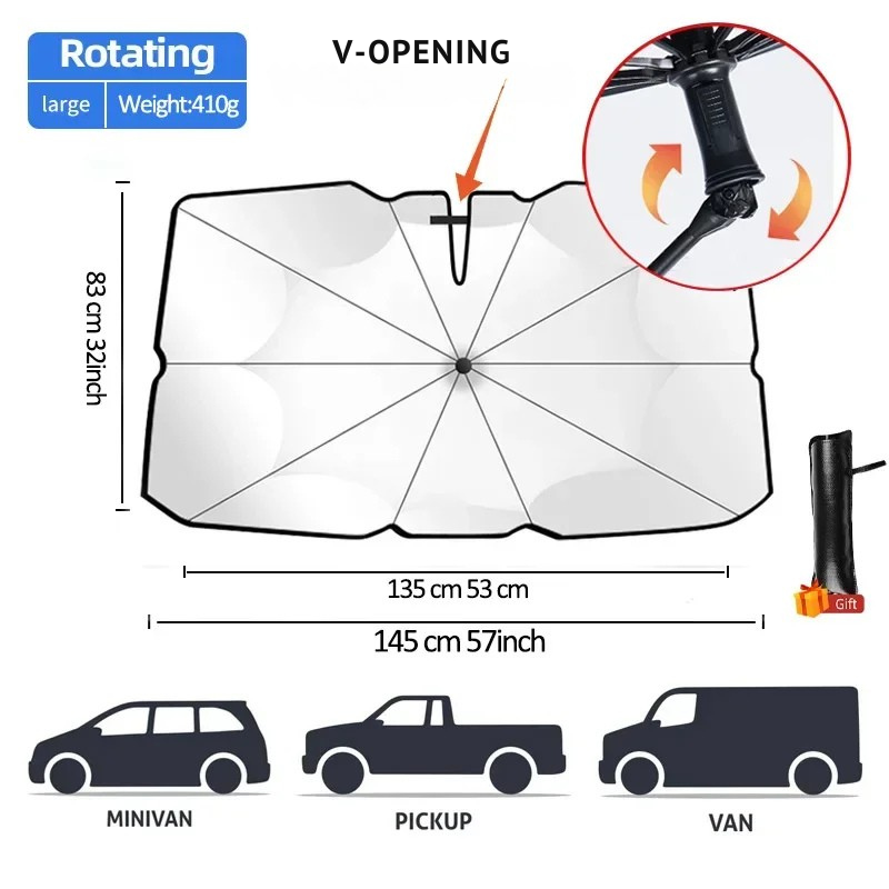 Opvouwbaar Zonnescherm Auto – UV- en Hittebescherming | SunShield™